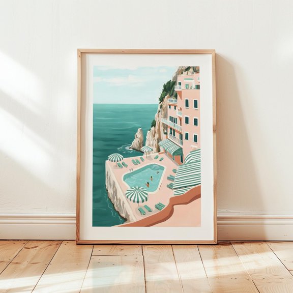 Amalfi Swimming Pool Wall Art Italy Coast Poster