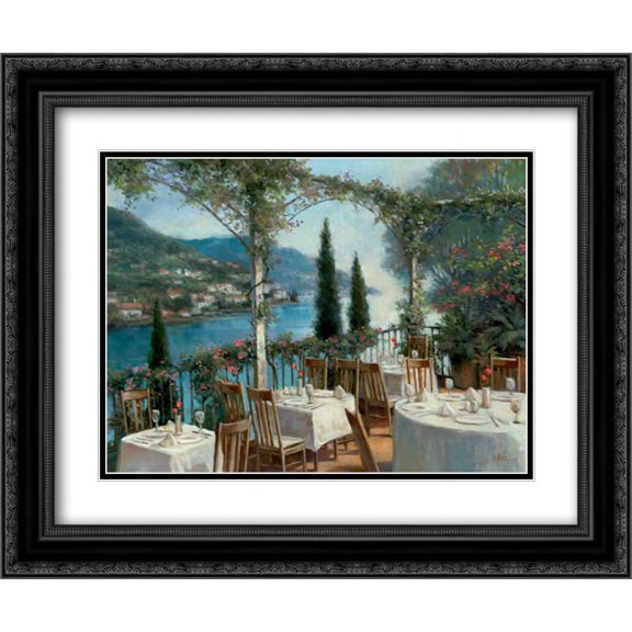 Amalfi Terrace 2x Matted 24x20 Black Ornate Framed Art Print by Chiu, T.C.