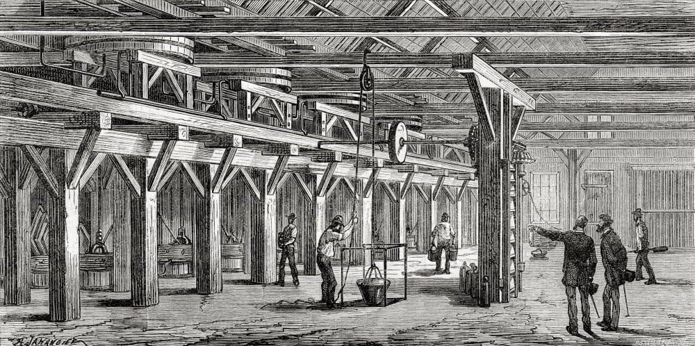 Amalgamation Mills Used To Extract Silver From Ore In Nevada America In The 19Th Century From El Mundo En La Mano Published 1875 Canvas Art - Ken Welsh Design Pics (20 x 10)
