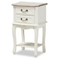 thumbnail image 1 of Amalie Antique French Country Cottage Two-Tone White and Oak Finished 2-Drawer Wood Nightstand, 1 of 5