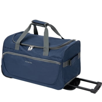 Amalodie Bag 21"Polyester Rolling Collapsible Wheeled Duffel Bag for Traveling,Dark Blue