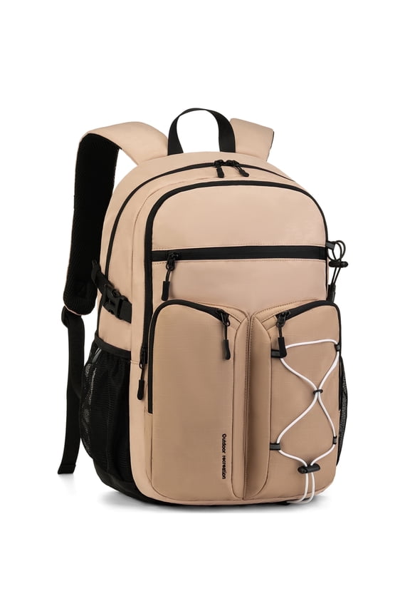 Travel Backpack for Men and Women, Water Resistant College Bookbag, Lightweight School Carry On Back Pack, khaki