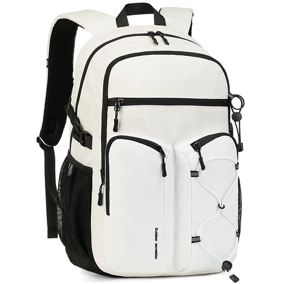 Travel Backpack for Men and Women, Water Resistant College Bookbag, Lightweight School Carry On Back Pack,white