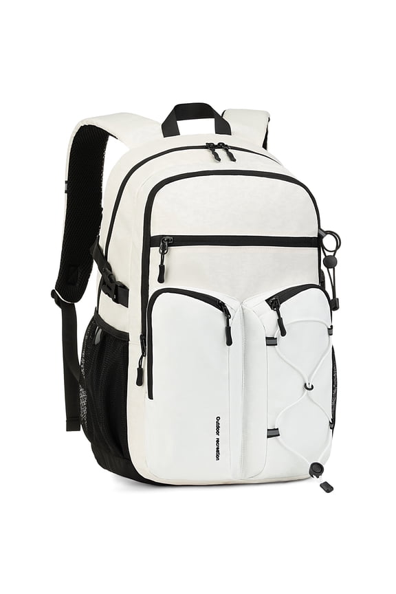 Travel Backpack for Men and Women, Water Resistant College Bookbag, Lightweight School Carry On Back Pack,white