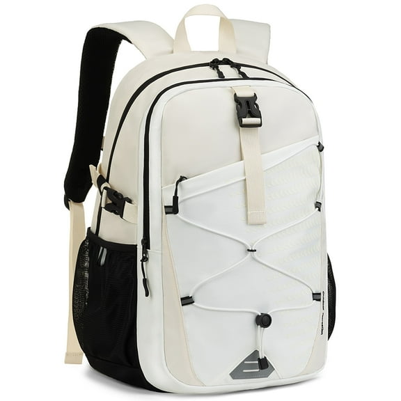 Backpack for Men and Women, Water Resistant College Bookbag, Lightweight School Travel Carry On Back Pack,white