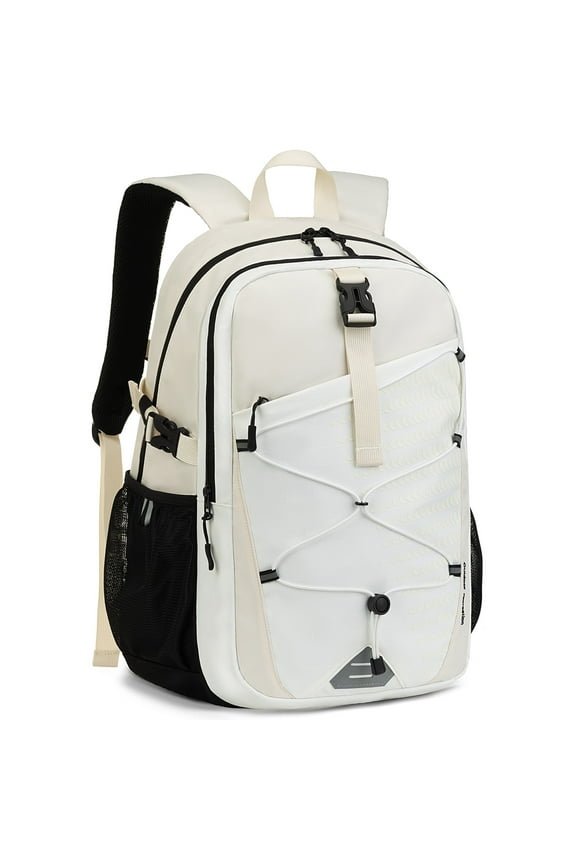 Backpack for Men and Women, Water Resistant College Bookbag, Lightweight School Travel Carry On Back Pack,white