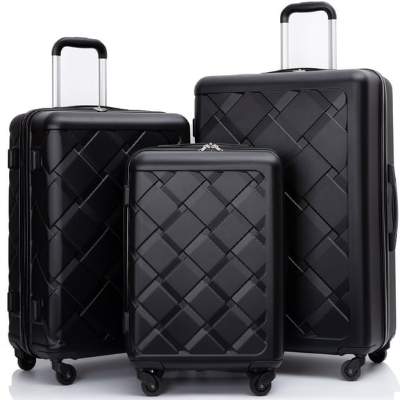 Luggage Sets Hardside 3 Piece, Hardshell Suitcase with Lightweight Durable Spinner Wheels,Black
