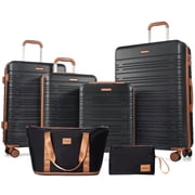 Hardside Luggage Sets 6 Piece, Hardshell Suitcase with TSA Lock Spinner Wheel and Travel Duffle Bag.Black