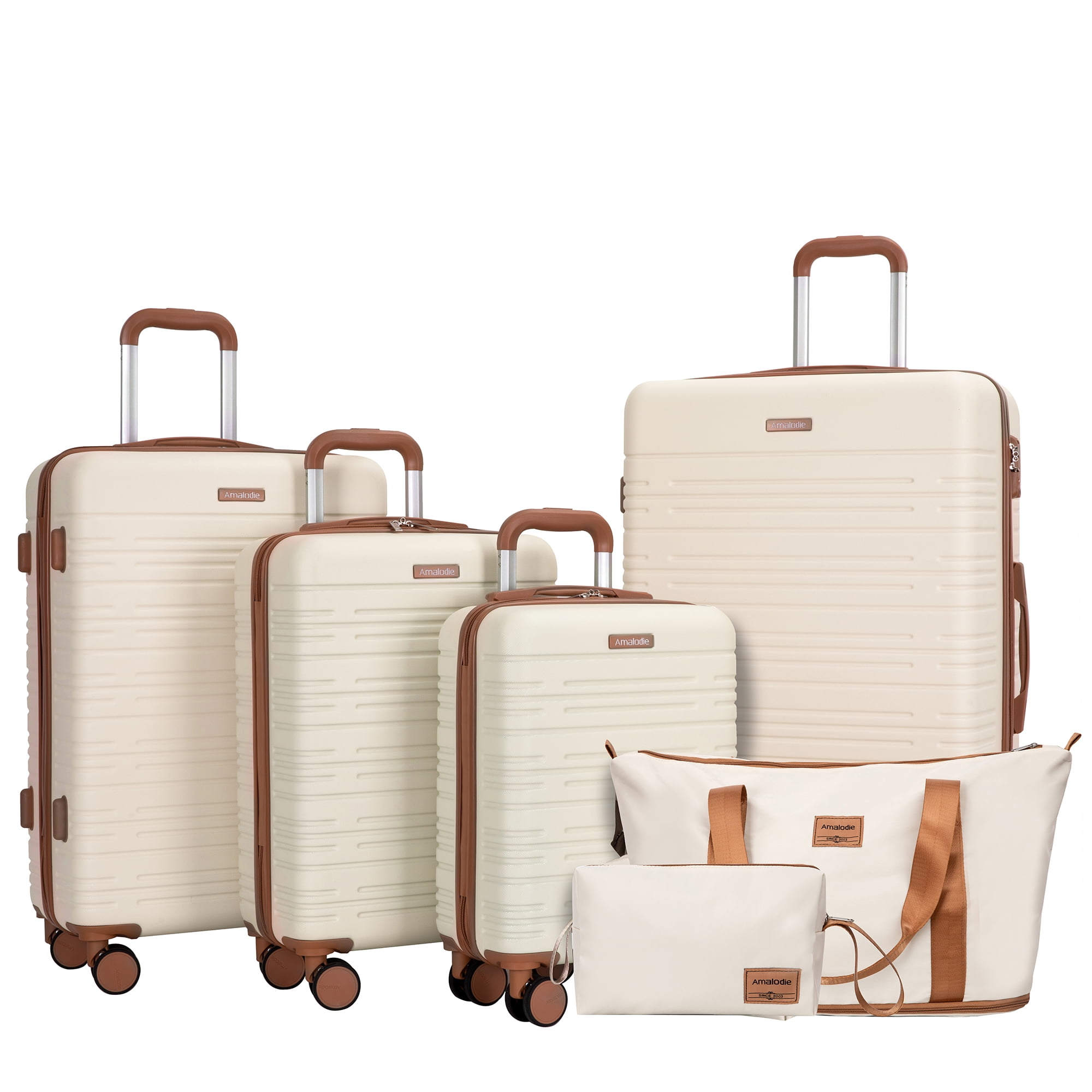 6 Piece Luggage Set with TSA Lock, Beige