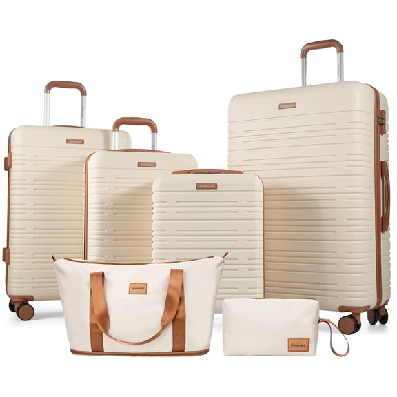 Hardside Luggage Sets 6 Piece, Hardshell Suitcase with TSA Lock Spinner Wheel and Travel Duffle Bag.Beige