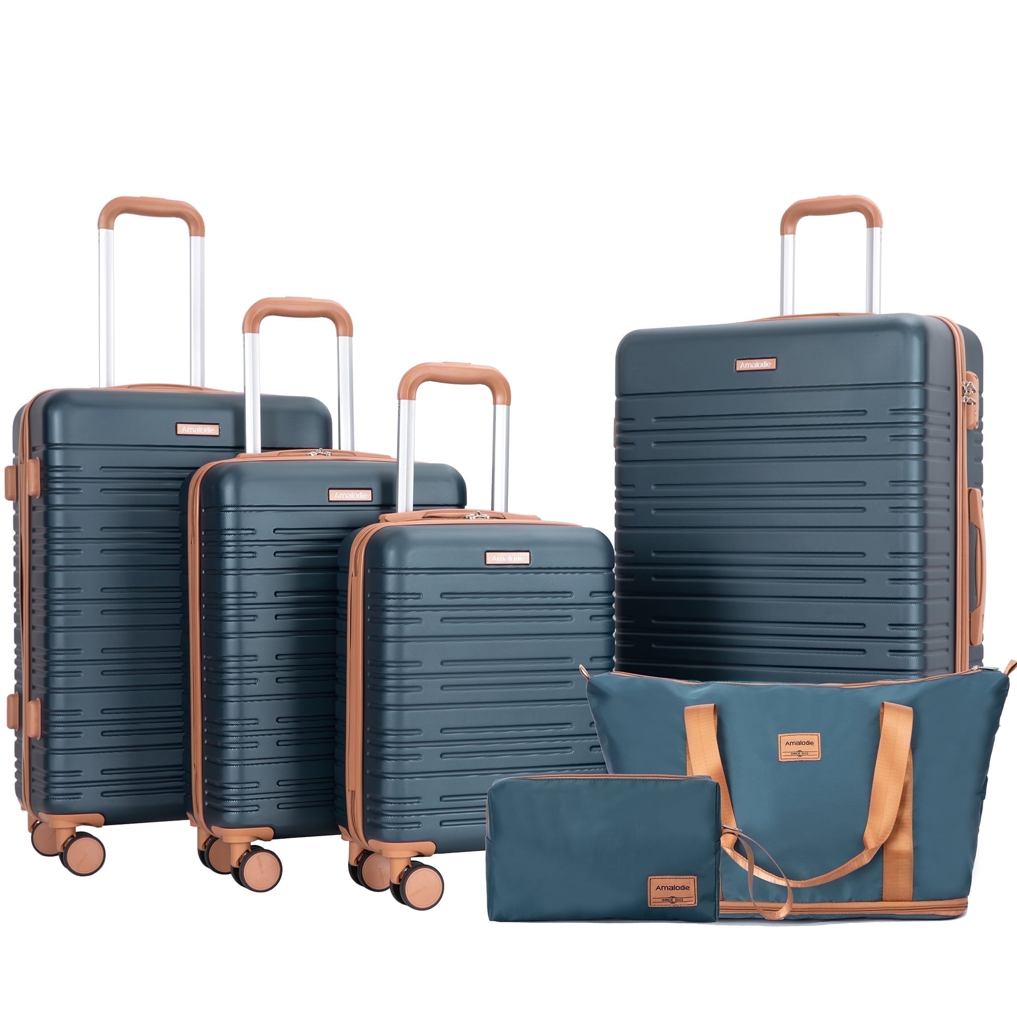Amalodie 6 Piece Hardside Luggage Sets,Hardshell Suitcase with TSA Lock ...