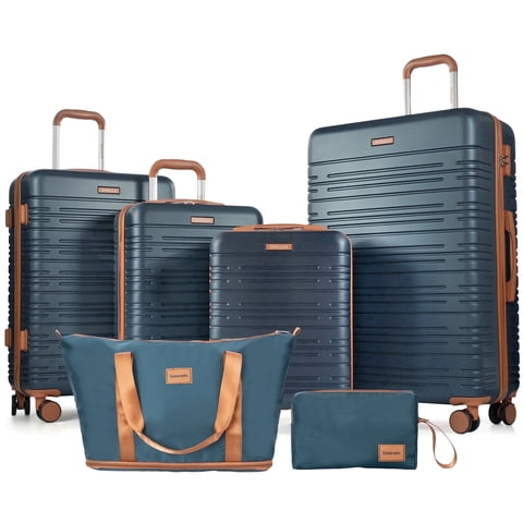 Hardside Luggage Sets 6 Piece, Hardshell Suitcase with TSA Lock Spinner Wheel and Travel Duffle Bag.Dark Green