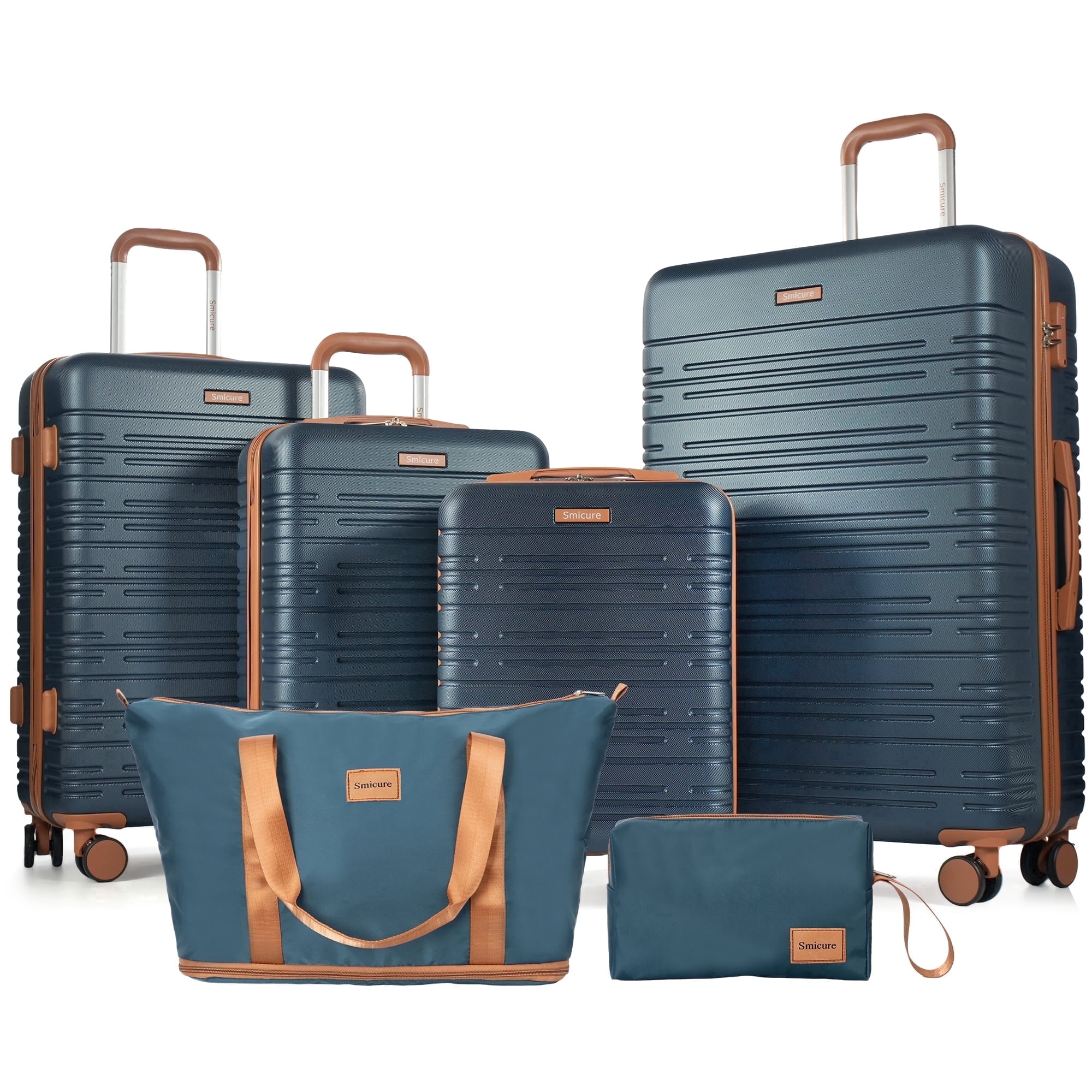 Hardside Luggage Sets 6 Piece, Hardshell Suitcase with TSA Lock Spinner Wheel and Travel Duffle Bag.Dark Green