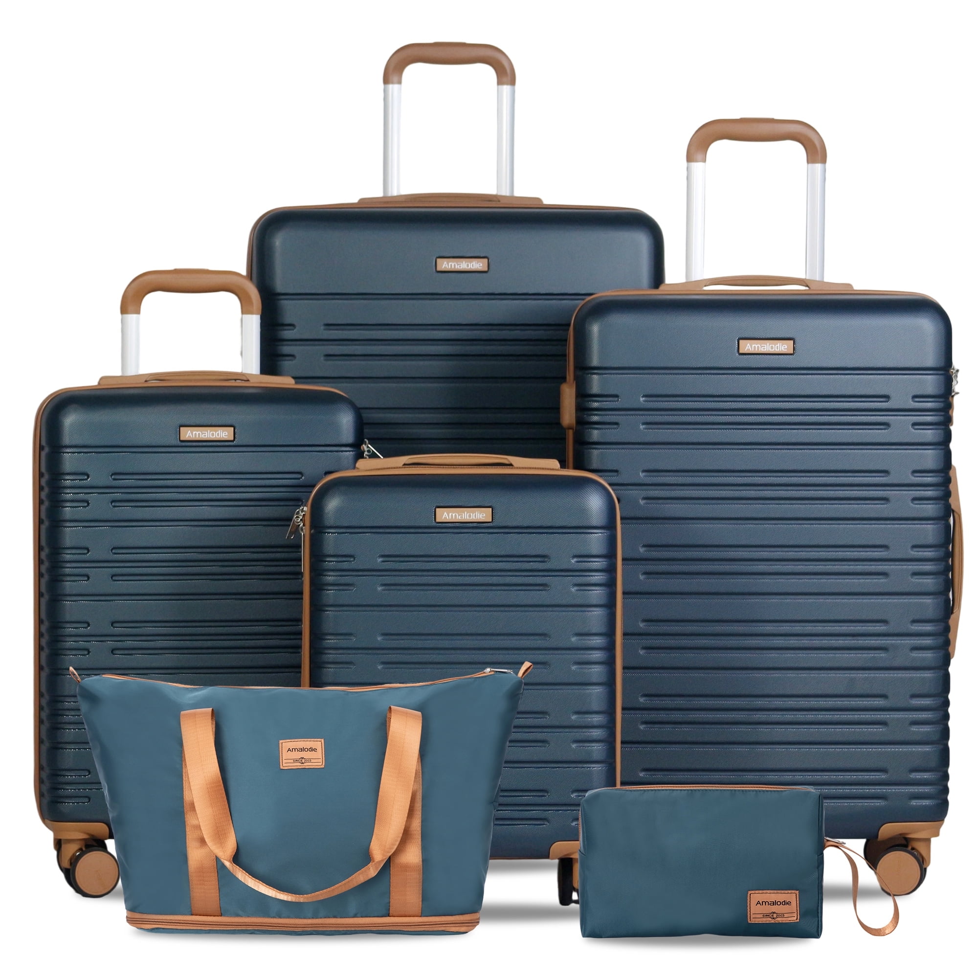 Hardside Luggage Sets 6 Piece, Hardshell Suitcase with TSA Lock Spinner Wheel and Travel Duffle Bag.Dark Green