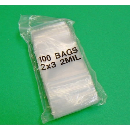 Amamax 100 Clear Reclosable Zipper Bag 2x3 inches - 2 Mil Thick