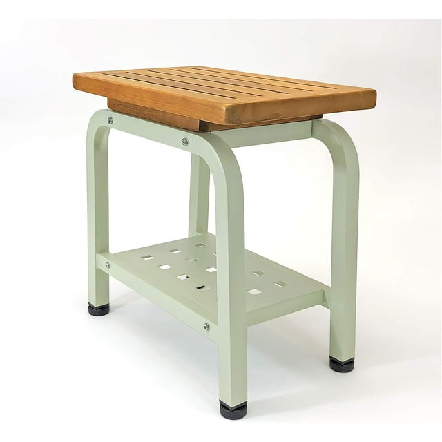 Aman Stool Bench, Teak & Aluminum Shower/Bath/Spa/Patio/Swimming/Pool ...