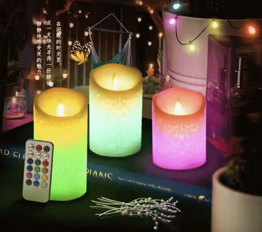 Aman’s Home Presents: 3 Romantic Rechargeable Flameless LED Candles  With Color Changing Remote