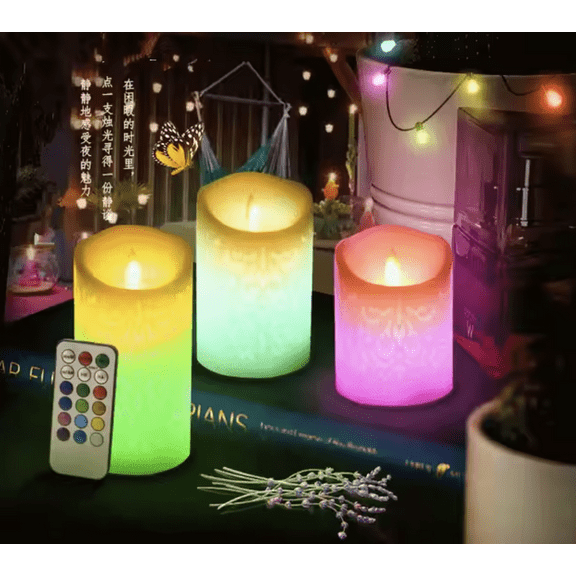 Amans Home Presents: 3 Romantic Rechargeable Flameless LED Candles With Color Changing Remote