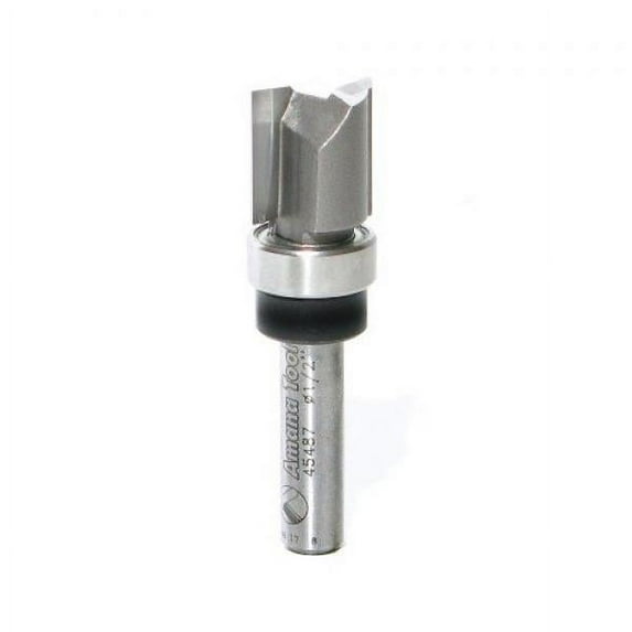 Amana Tool 45487 Flush Trim Template and Pattern Plunge 2-Flute Carbide Tipped Router Bit with Ball Bearing, 1/4-Inch Shank