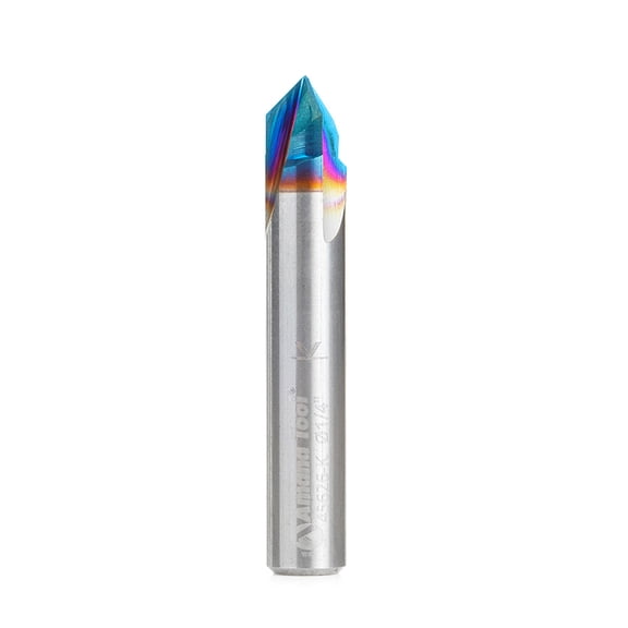 Amana Tool 45626-K SC Spektra Extreme Tool Life Coated V-Groove 90 Deg x 1/4 D x 1/4 CH x 1/4 Inch SHK 3-Flute Router Bit