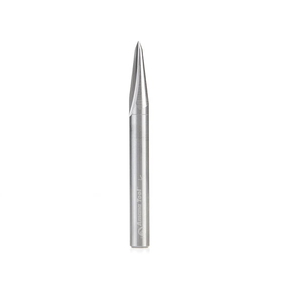 Amana Tool 45628 Solid Carbide V Groove Engraving 15 Deg x 1/4 D x 0.666 CH x 1/4 SHK x 2-1/2 Inch Long Router Bit