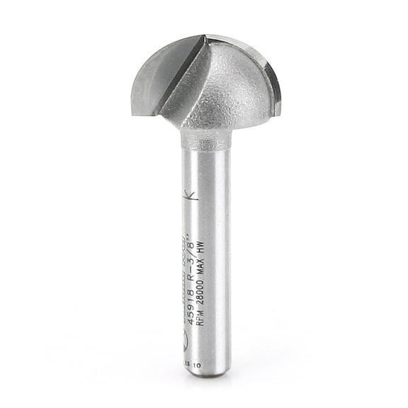 Amana Tool 45918 Carbide Tipped Core Box 3/8 R x 3/4 D x 7/16 CH x 1/4 Inch SHK Router Bit