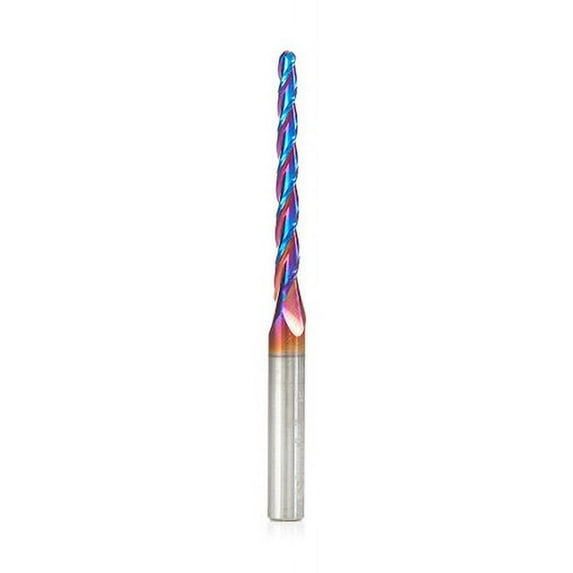Amana Tool 46284-K CNC Spektra Extreme Tool Life Coated SC 2D and 3D Carving 1 Deg Tapered Angle Ball Nose x 1/8 D x 1/16 R x 1-1/2 CH x 1/4 SHK x 3 Inch Long x 3 Flute Router Bit