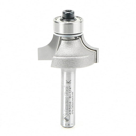 Amana Tool 49504 Carbide Tipped Corner Rounding 1/4 R x 1 Inch D x 1/2 CH x 1/4 SHK w/ Lower Ball Bearing Router Bit