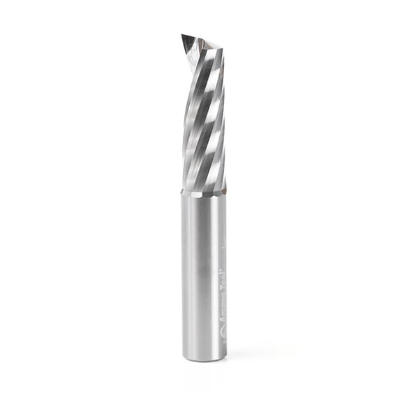 Amana Tool 51489 SC Spiral O Single Flute Aluminum Cutting 1/2 D x 1-5/8 CH x 1/2 SHK x 3-1/2 Inch Long Up-Cut Router Bit with Mirror Finish
