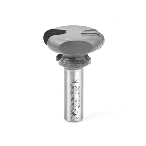 Amana Tool 53808 Carbide Tipped Finger Grip 5/64 R x 1-31/64 D x 53/64 CH x 1/2 Inch SHK Router Bit