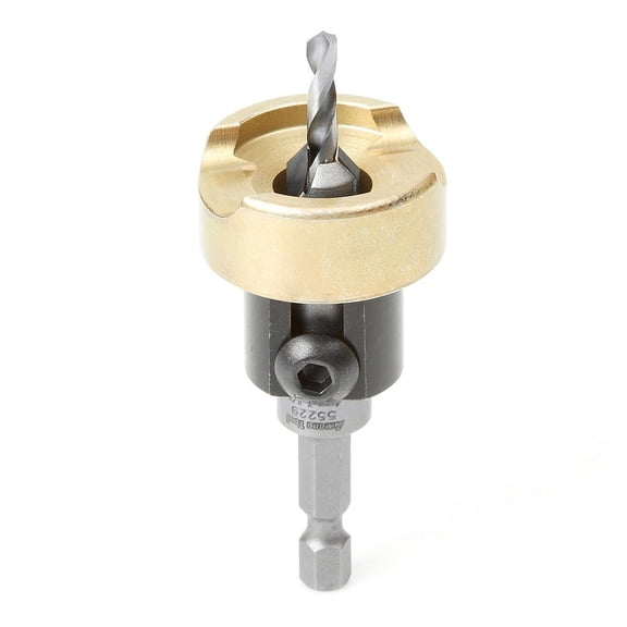 Amana Tool 55229 Carbide Tipped Countersink with No Burning and No Marring Adjustable Depth Stop with No-Thrust BB 3/8 D x 5/32 Drill D x 1/4 Inch Quick Release Hex SHK