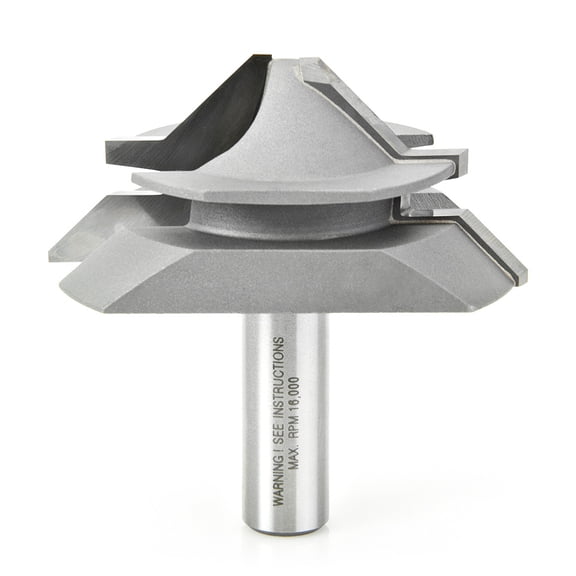 Amana Tool 55390 Carbide Tipped Lock Miter 45 Deg x 2-11/16 D x 1-3/16 CH x 1/2 Inch SHK Router Bit for 1/2 - 7/8 Material