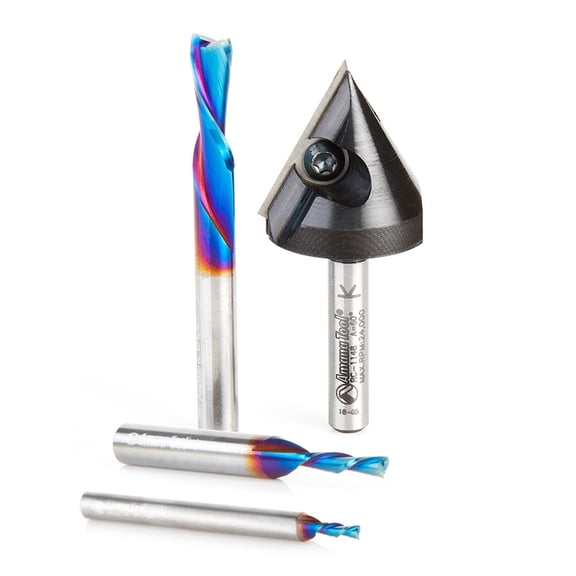 Amana Tool AMS-109 Matt 4-Pc CNC Starter Pack 1/4 Inch Shank