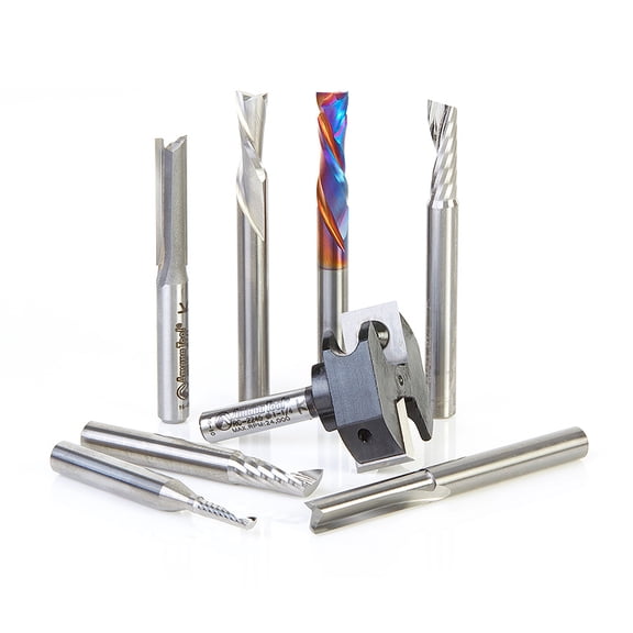 Amana Tool AMS-164 8-Pc CNC Starter Router Bit Collection 1/4 Inch SHK