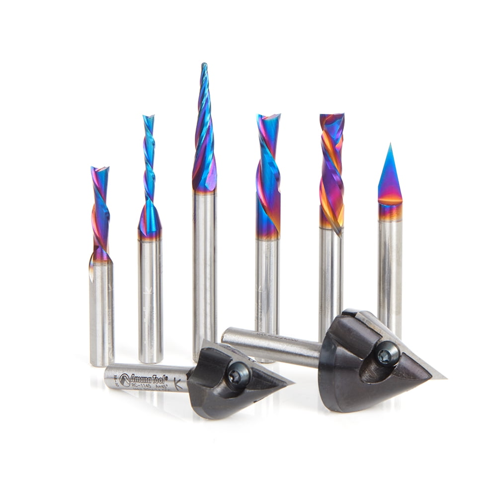 Amana Tool AMS-230 Joos CNC 8-Pc Advance Router Bit Set 1/4 Inch Shank