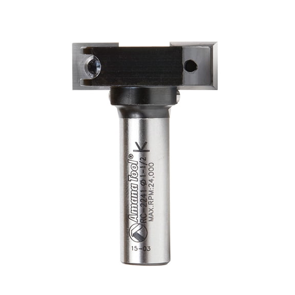 Amana Tool RC-2241 Mini Insert Spoilboard Surfacing Rabbeting Flycutter Slab Leveler & Surface Planer 1-1/2 D x 12mm (15/32) CH x 1/2 Inch SHK Router Bit