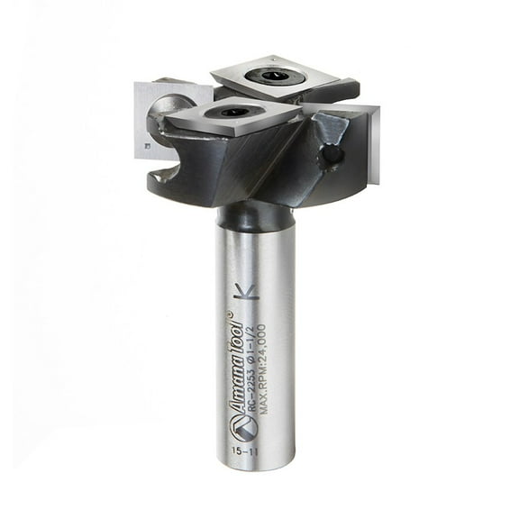 Amana Tool RC-2253 Insert Mini Surfacing & Rabbeting Flycutter 2+2 Flute Design 1-1/2 D x 1/2 Inch CH x 12mm SHK Router Bit Includes 2 Each of HMA-12 and HCK-70