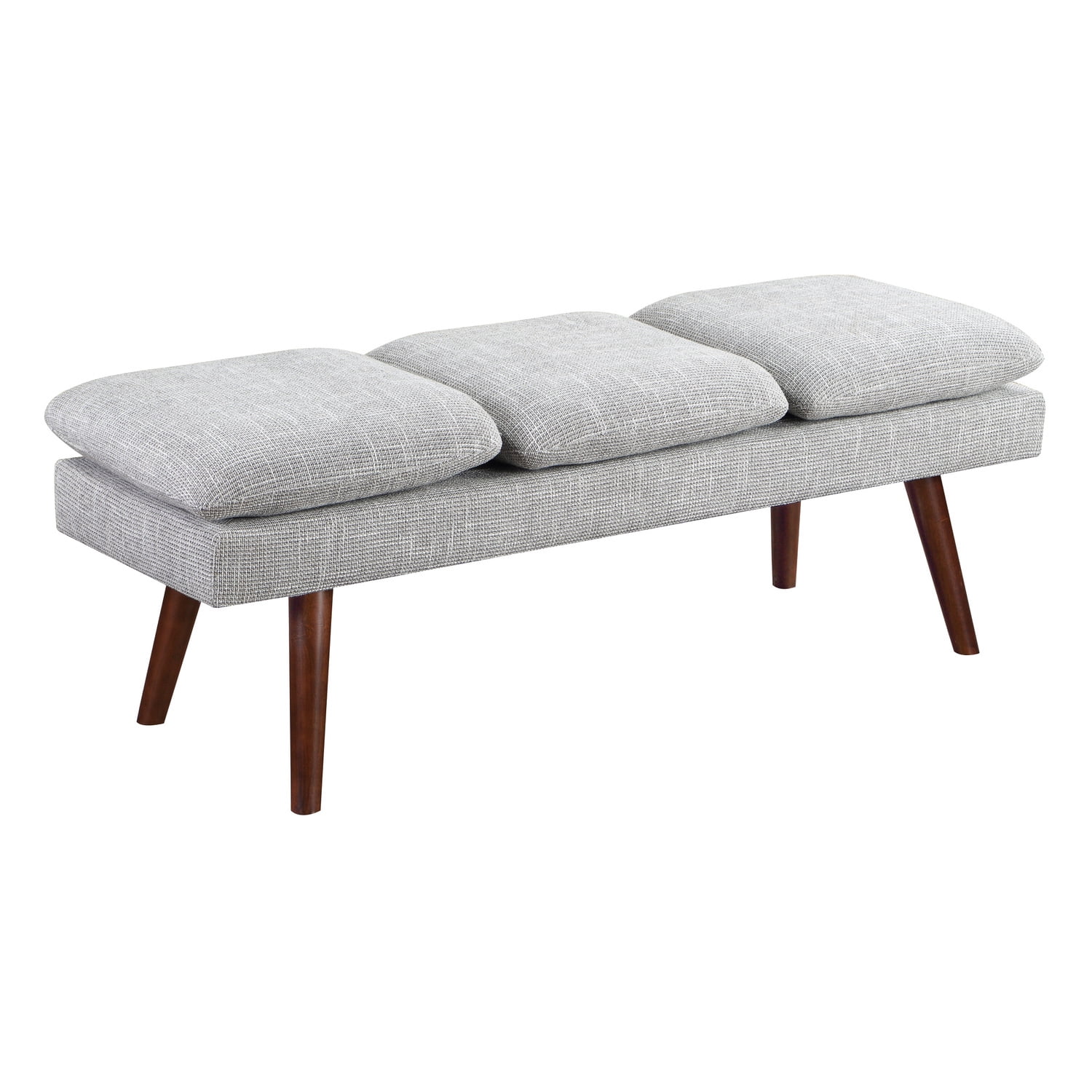Amanda 54" Gray Fabric Mid-Century Upholstered Bench