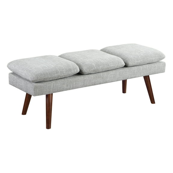 Amanda 54" Mid-Century Bench in Gray Fabric