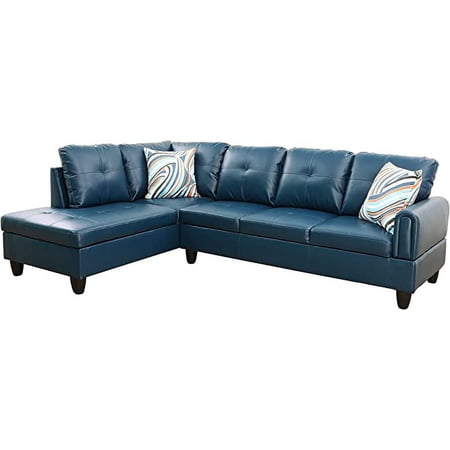Amanda 97" Wide 2 Pieces Faux Leather Left Facing Sofa Set