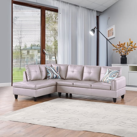 Amanda 97" Wide 2 Pieces Faux Leather Left Facing Sofa Set