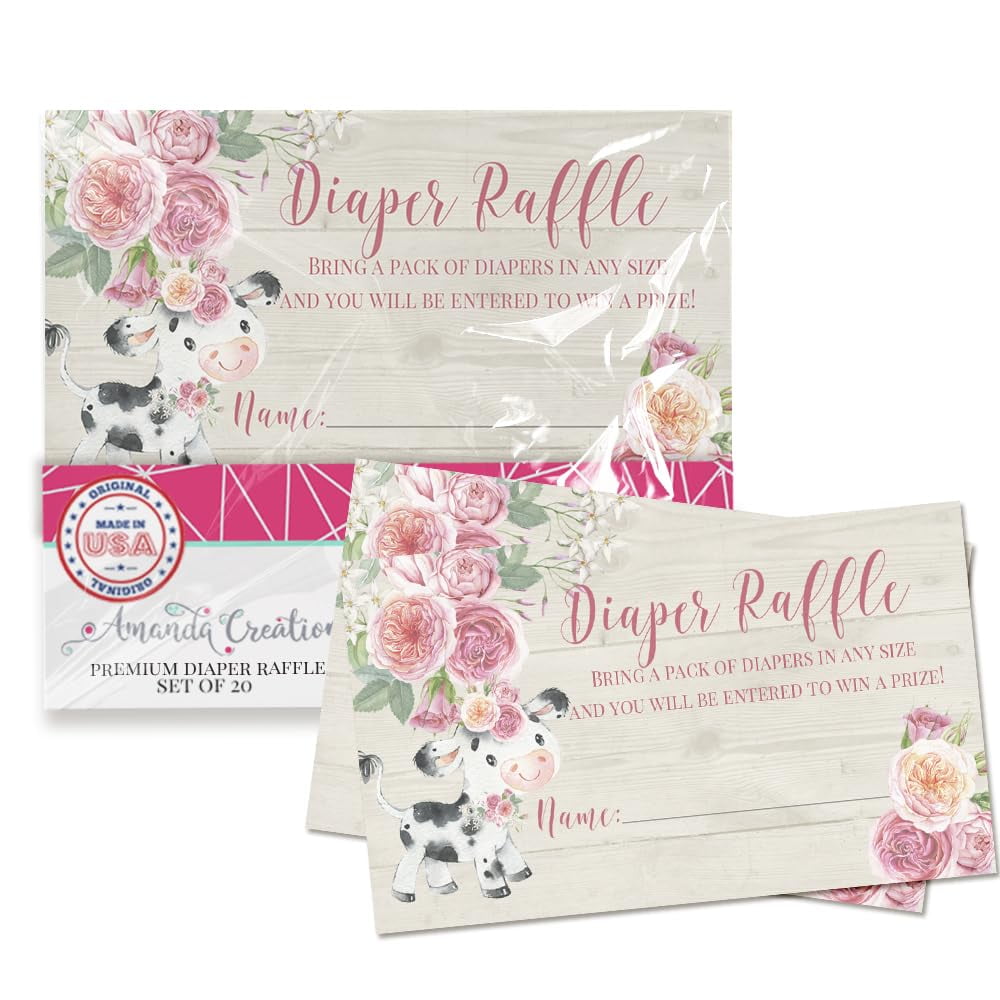 Amanda Creation Diaper Raffle Tickets For Baby Shower - Pack Of 20 Baseball Theme Game Cards