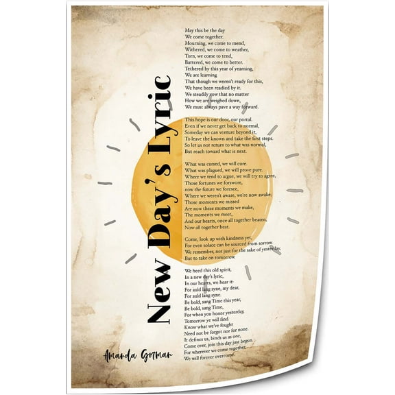 Amanda Gorman New Day's Lyric New Year's Poem Poster Kitchen Art Deco Bathroom Vertical Canvas Wall Pictures Modern Bedroom Giclee Artwork