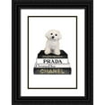 thumbnail image 1 of Amanda Greenwood 13x18 Black Ornate Wood Framed with Double Matting Museum Art Print Titled - Bichon Frise Bookstack, 1 of 4