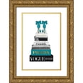 thumbnail image 1 of Amanda Greenwood 13x18 Gold Ornate Wood Framed with Double Matting Museum Art Print Titled - Bookstack Teal, 1 of 4