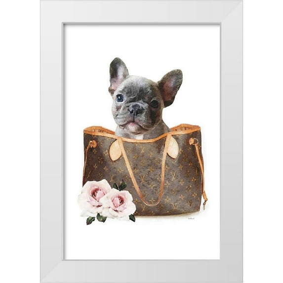 Amanda Greenwood 23x32 White Modern Wood Framed Museum Art Print Titled - Fashion Bag with Frenchie II