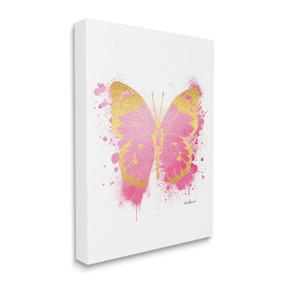 Amanda Greenwood Hot Pink Pop Butterfly Glam Paint Splatter 36 in x 48 in Painting Canvas Art Print, by Stupell Home Décor