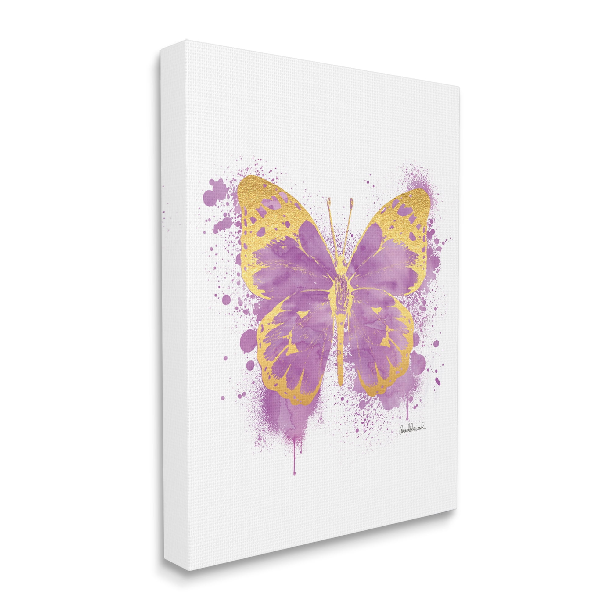 Amanda Greenwood Industries Purple Butterfly Paint Splatter Glam Insect 24 in x 30 in Painting Canvas Art Print, by Stupell Home Décor