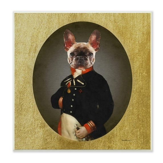Amanda Greenwood Military French Bulldog Funny Conquistador Dog Fashion 12" x 12" Framed Painting Art Print, by Stupell Home Décor