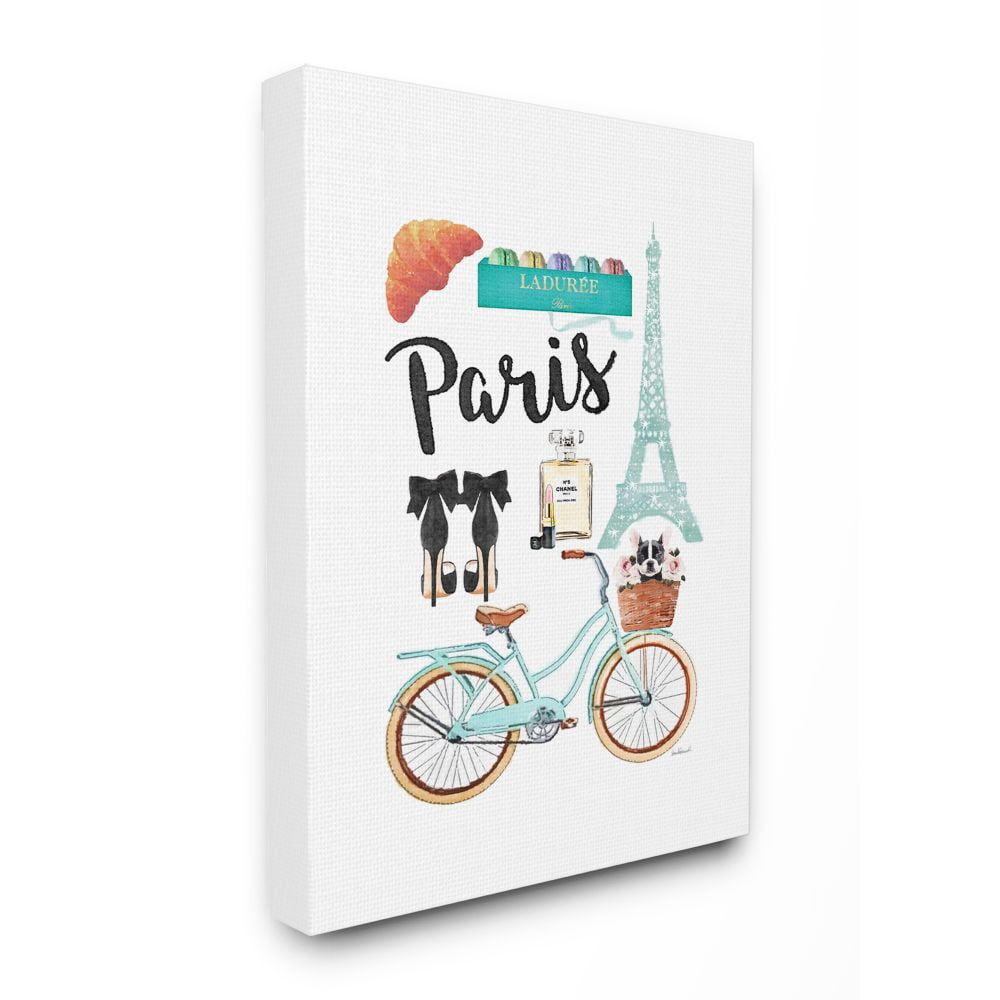 Amanda Greenwood Paris Objects Bike Heels Glam Fashion Watercolor 24" x 30" Painting Canvas Art Print, by Stupell Home Décor